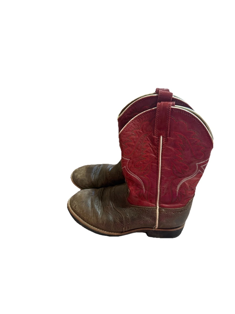 Ariat Kids Heritage Crepe Western Leather Boots Brown Red Square Toe Youth Sz 2